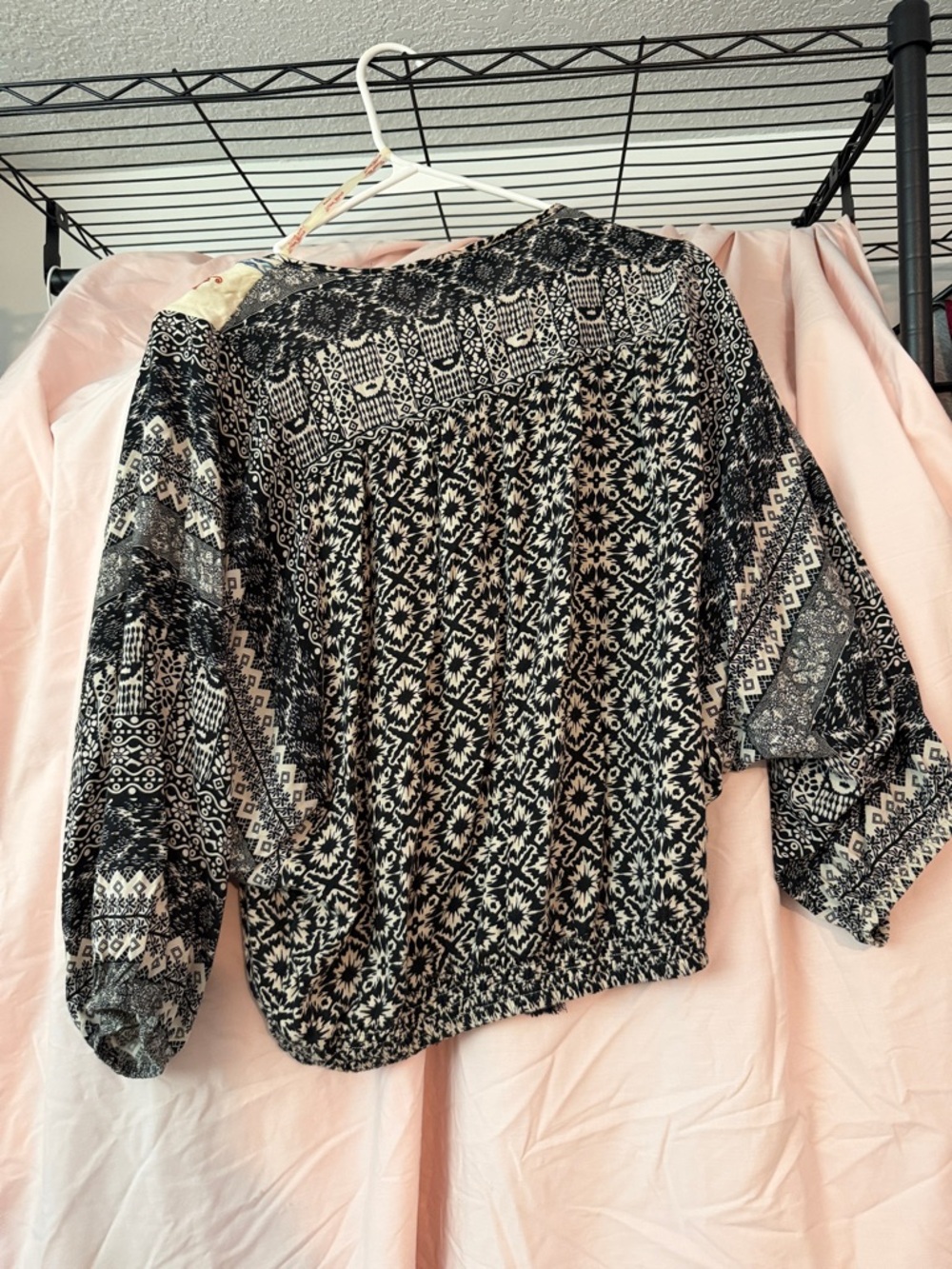 Flying Tomato Black & Cream Boho Embroidered Peasant Blouse with Rust Accents - Picture 6 of 6